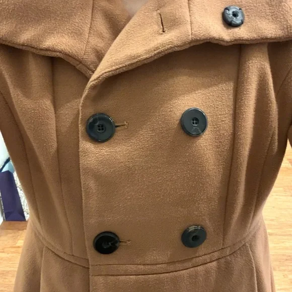 Zara Tan Double-Breasted Pea Coat - Picture 2 of 16